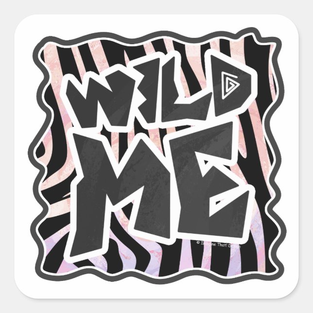 Zebra Black and Pink Wild me Quadratischer Aufkleber (Vorderseite)