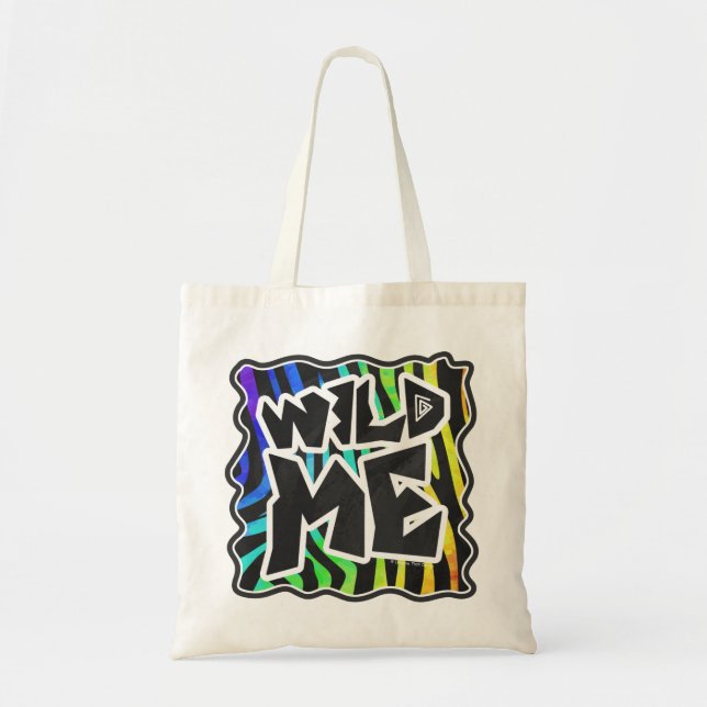 Zebra Black and Rainbow Wild Me Tragetasche (Vorne)