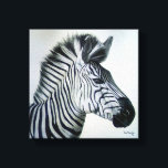 Zebra Black and White Portrait Small Leinwanddruck<br><div class="desc">Zebra print from original oil on canvas by Sue Maas</div>