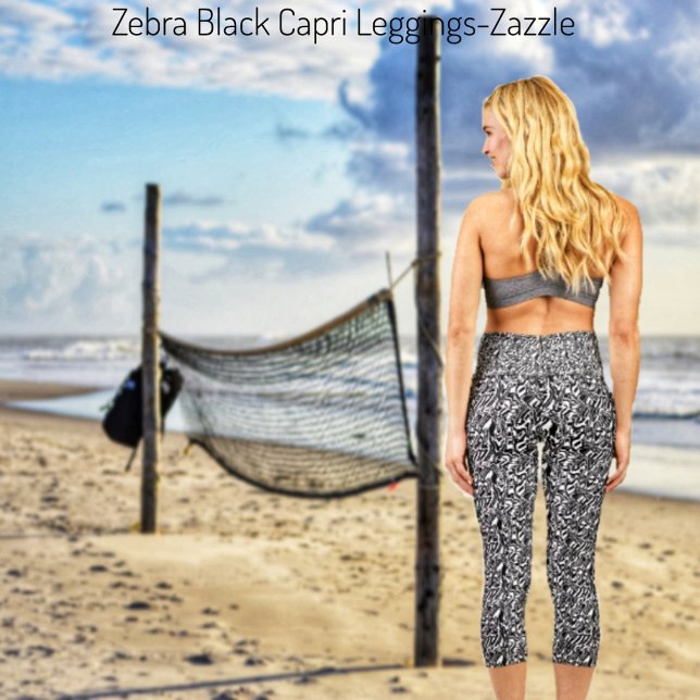 Zebra Black Capri Leggings (Von Creator hochgeladen)