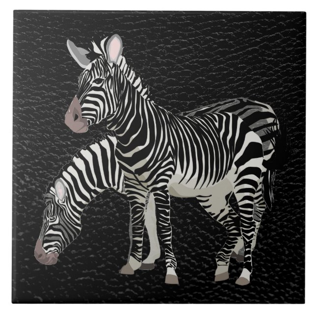 Zebra Black Leather Decorative Keramik Tile Fliese (Vorderseite)