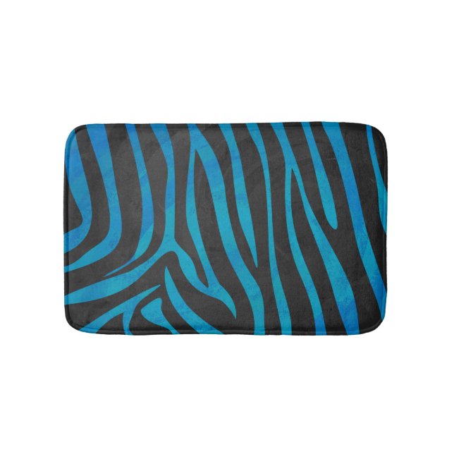 Zebra Black und Blue Print Badematte (Vorderseite)