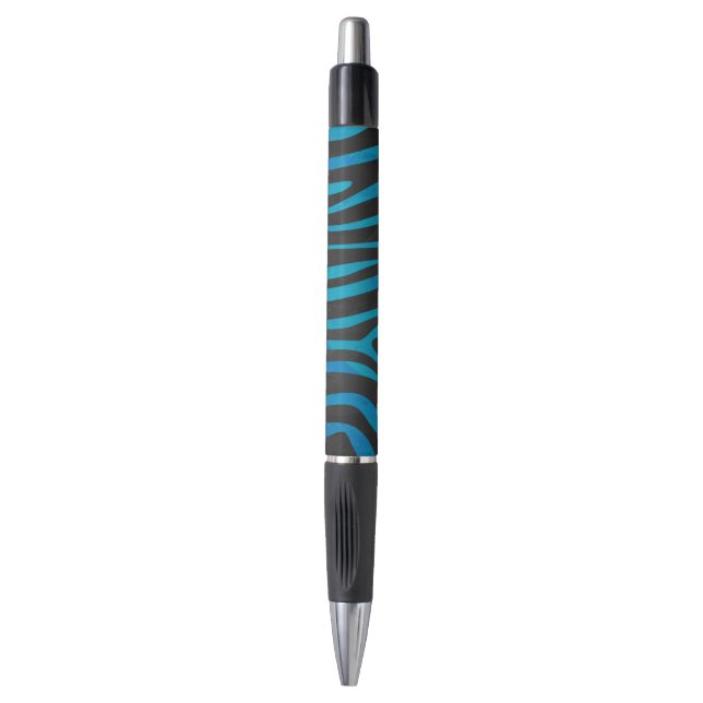 Zebra Black und Blue Print Kugelschreiber (Vorderseite Vertikal)