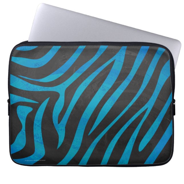 Zebra Black und Blue Print Laptopschutzhülle (Vorderseite)