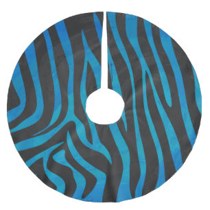 Zebra Black und Blue Print Polyester Weihnachtsbaumdecke