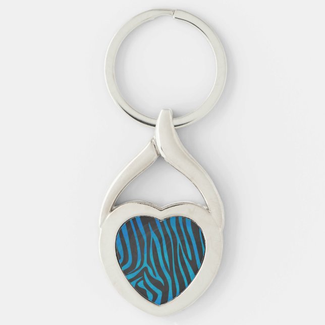 Zebra Black und Blue Print Schlüsselanhänger (Vorderseite)