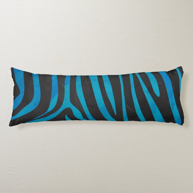 Zebra Black und Blue Print Seitenschläferkissen (Vorderseite)