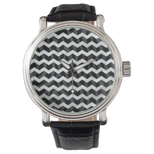 Zebra Black und Grau Zickzack Armbanduhr