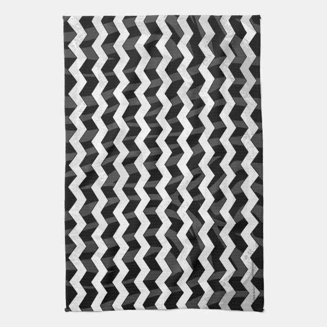 Zebra Black und Grau Zickzack Handtuch (Vertikal)
