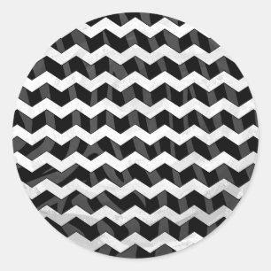Zebra Black und Grau Zickzack Runder Aufkleber