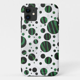 Zebra Black und Green Polka Dot Case-Mate iPhone Hülle