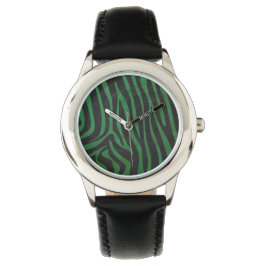 Zebra Black und Green Print Armbanduhr