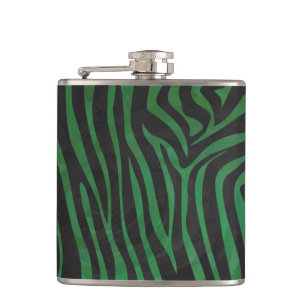 Zebra Black und Green Print Flachmann