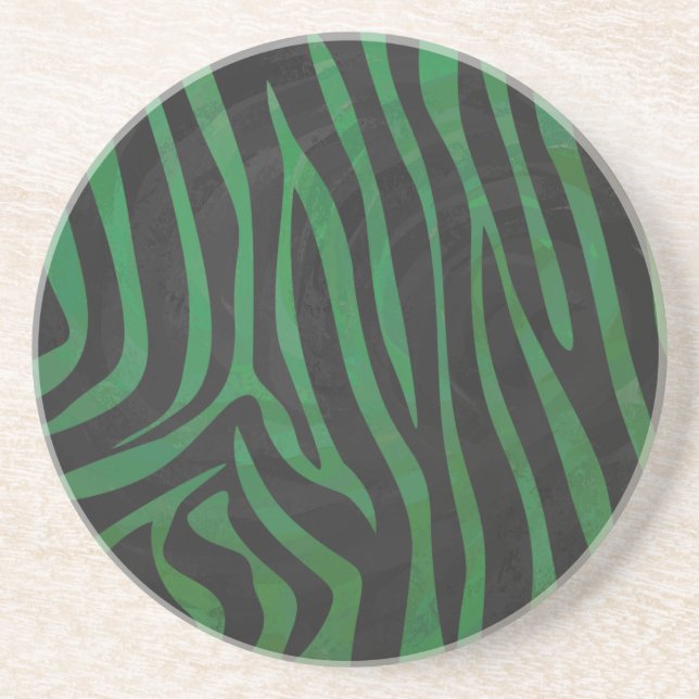 Zebra Black und Green Print Getränkeuntersetzer (Vorne)