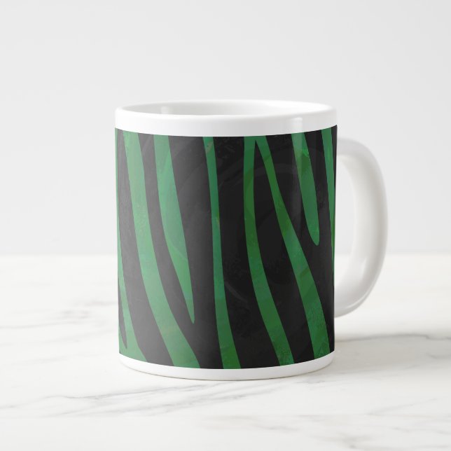 Zebra Black und Green Print Jumbo-Tasse (Vorderseite Rechts)