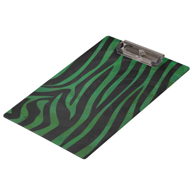 Zebra Black und Green Print Klemmbrett (Schrägansicht)