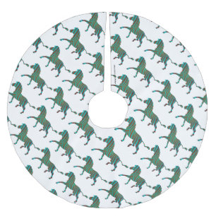 Zebra Black und Green Print Polyester Weihnachtsbaumdecke