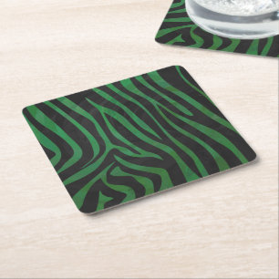 Zebra Black und Green Print Rechteckiger Pappuntersetzer