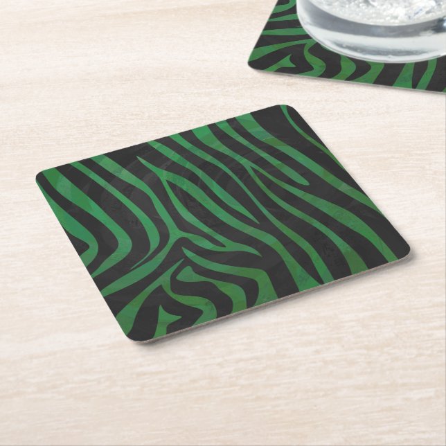 Zebra Black und Green Print Rechteckiger Pappuntersetzer (angewinkelt)