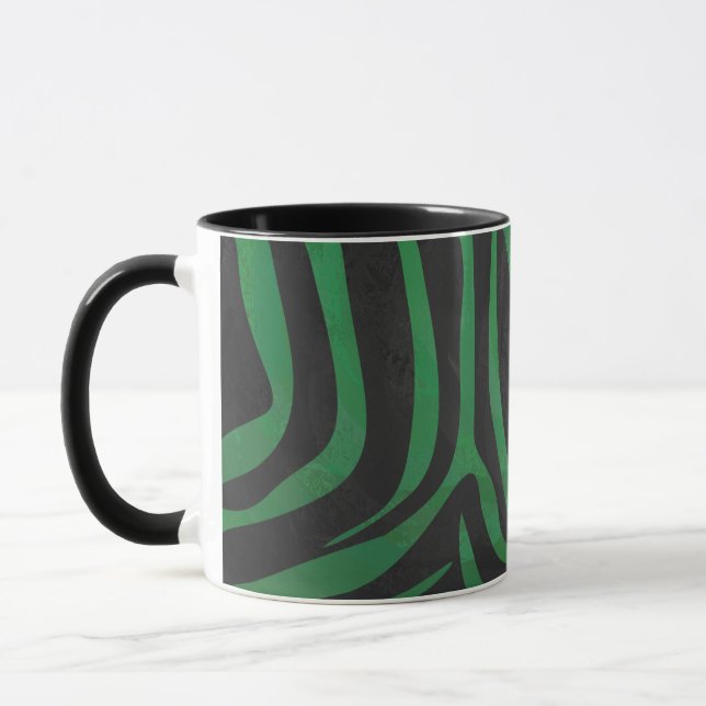 Zebra Black und Green Print Tasse (Links)