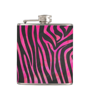 Zebra Black und Hot Pink Print Flachmann