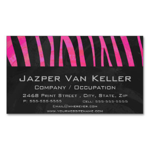 Zebra Black und Hot Pink Print Magnetische Visitenkarte