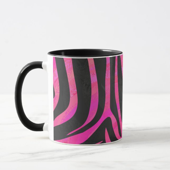 Zebra Black und Hot Pink Print Tasse (Links)