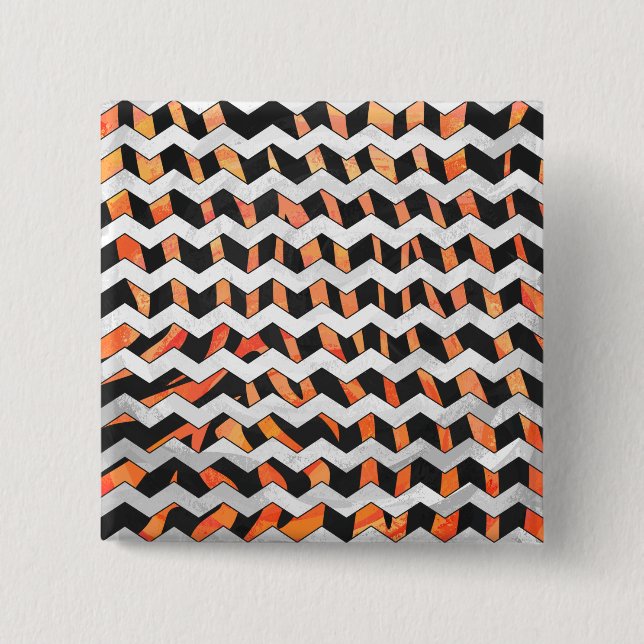 Zebra Black und Orange Print Button (Vorderseite)