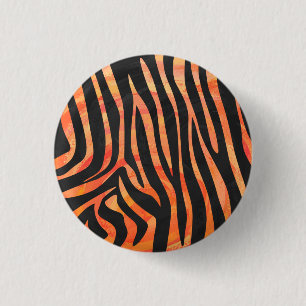 Zebra Black und Orange Print Button