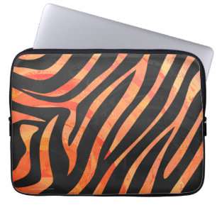 Zebra Black und Orange Print Laptopschutzhülle