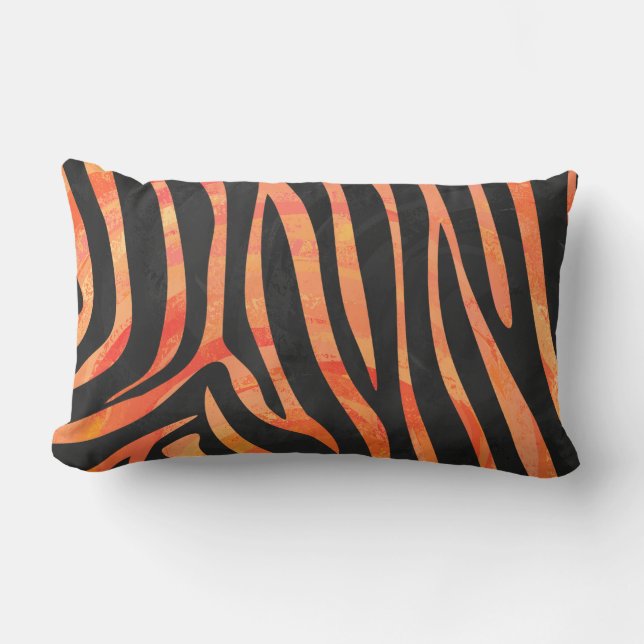 Zebra Black und Orange Print Lendenkissen (Vorderseite)