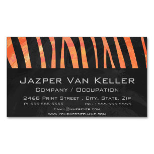 Zebra Black und Orange Print Magnetische Visitenkarte