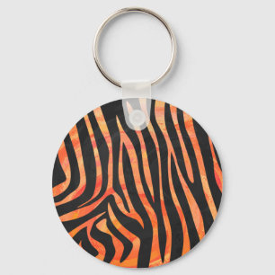 Zebra Black und Orange Print Schlüsselanhänger