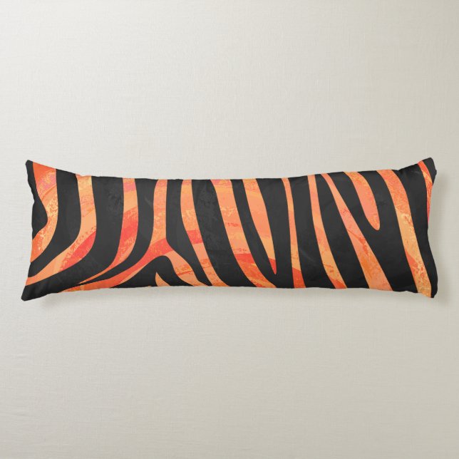 Zebra Black und Orange Print Seitenschläferkissen (Vorderseite)