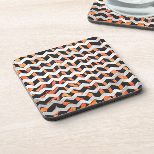 Zebra Black und Orange Print Untersetzer (Linke Seite)