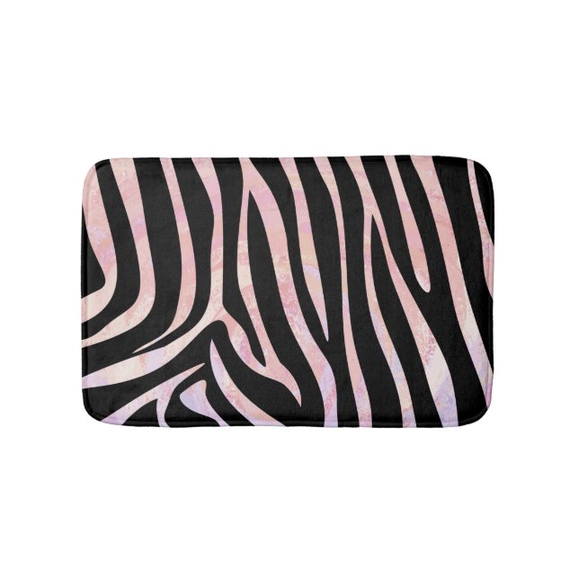 Zebra Black und Pink Print Badematte (Vorderseite)