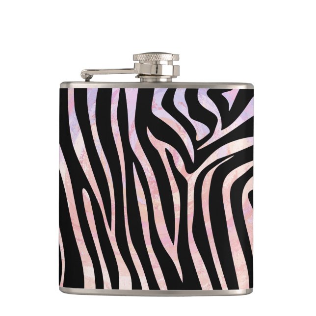 Zebra Black und Pink Print Flachmann (Vorderseite)