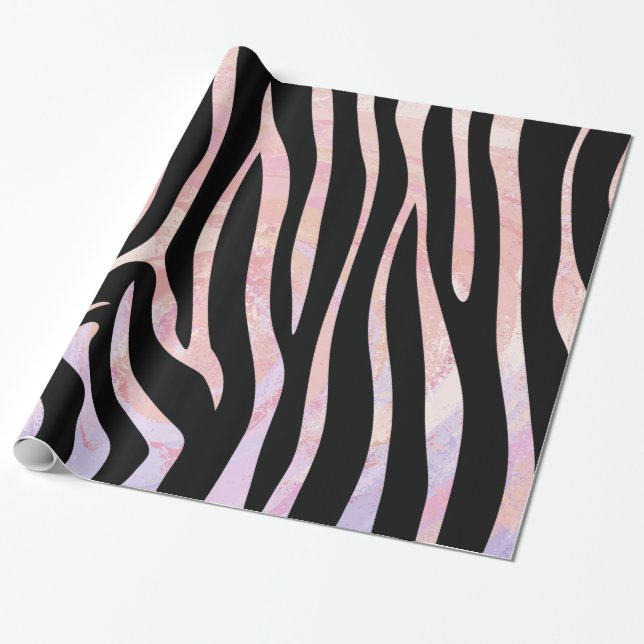 Zebra Black und Pink Print Geschenkpapier (Ungerollt)