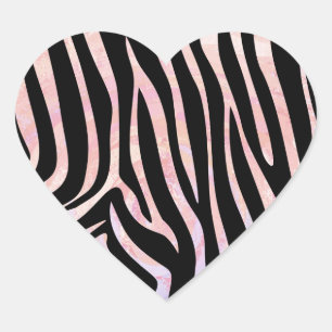 Zebra Black und Pink Print Herz-Aufkleber