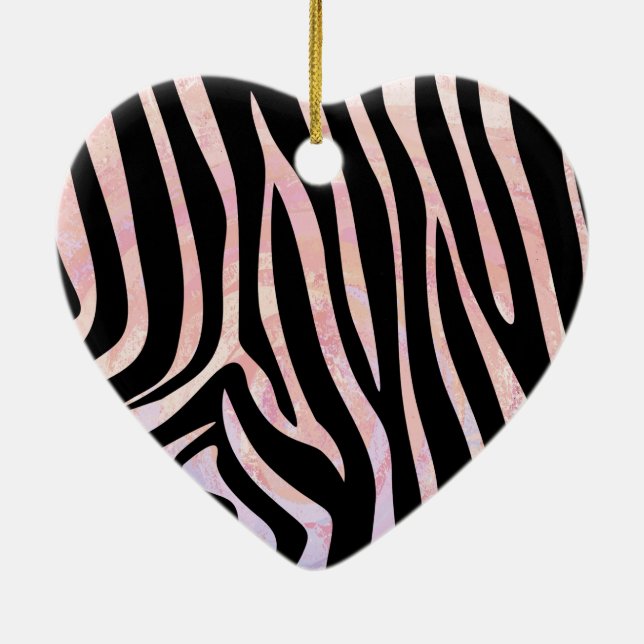 Zebra Black und Pink Print Keramik Ornament (Hinten)