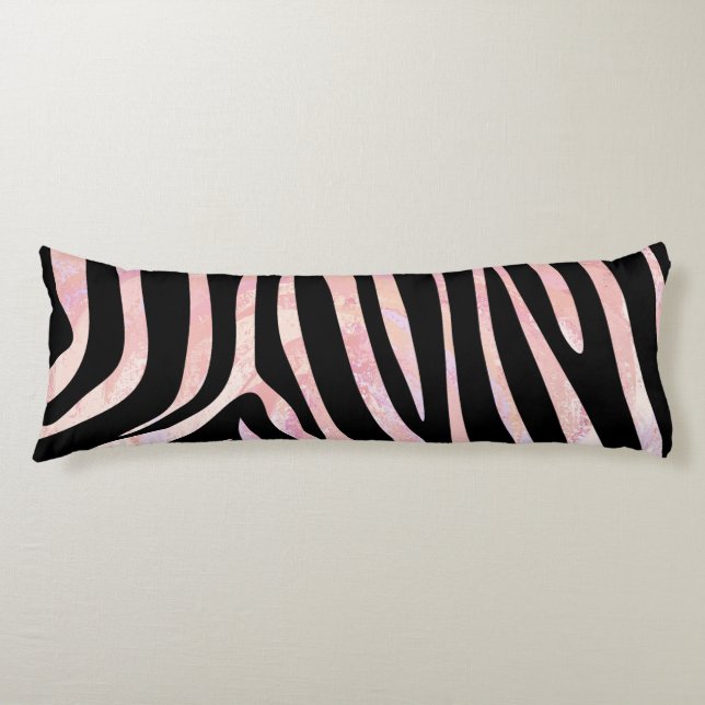 Zebra Black und Pink Print Seitenschläferkissen (Vorderseite)