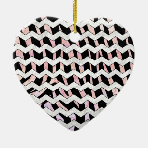 Zebra Black und Pink Zickzack Keramikornament