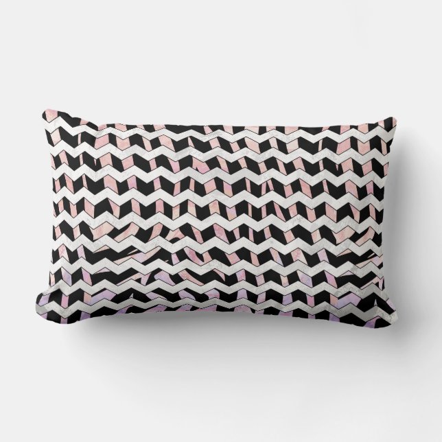 Zebra Black und Pink Zickzack Lendenkissen (Vorderseite)