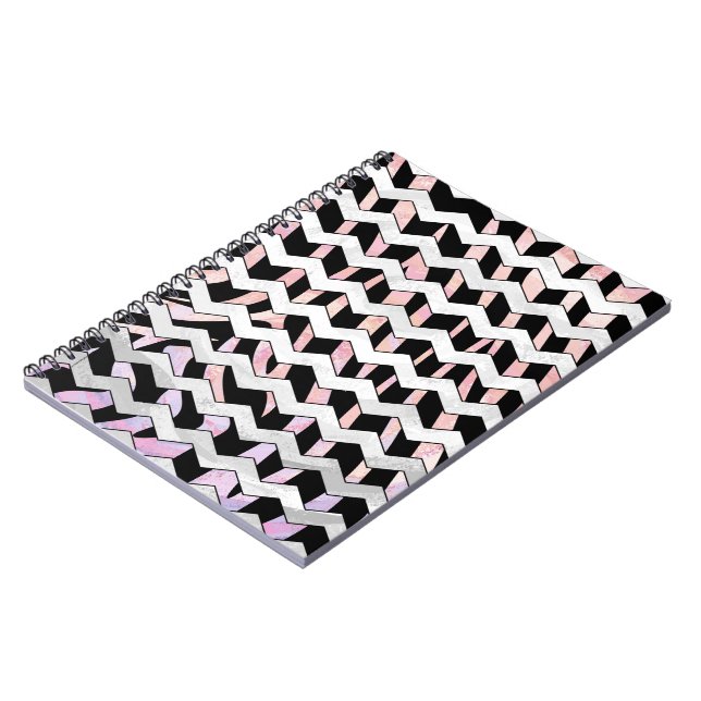 Zebra Black und Pink Zickzack Notizblock (Linke Seite)