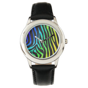 Zebra Black und Rainbow Print Armbanduhr