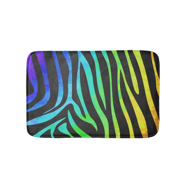 Zebra Black und Rainbow Print Badematte (Vorderseite)