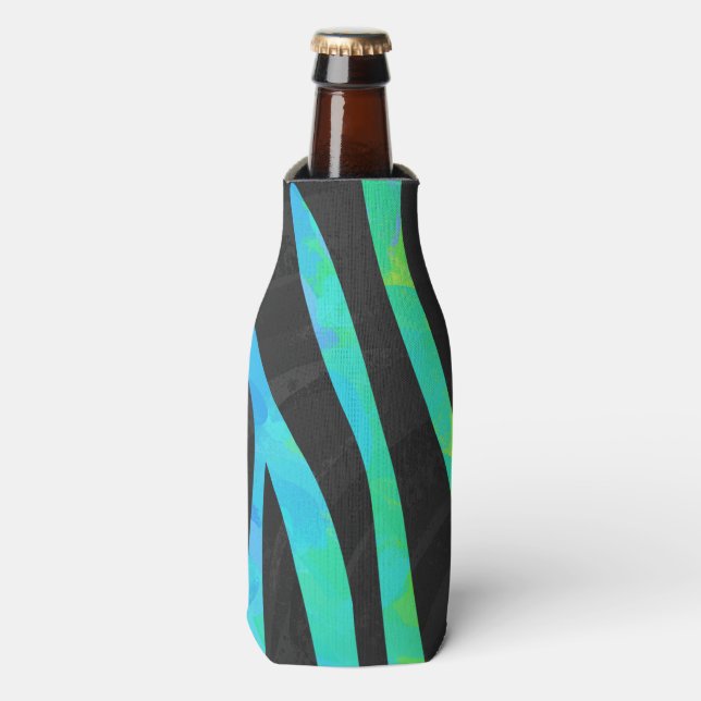Zebra Black und Rainbow Print Flaschenkühler (Flaschenvorderseite)