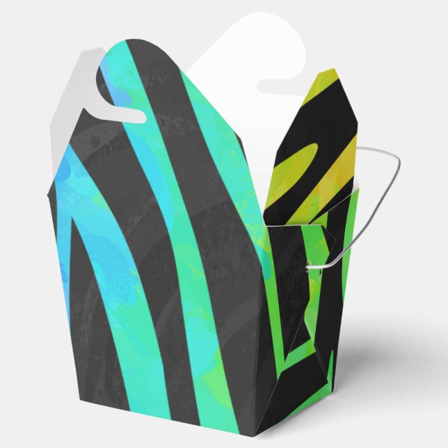 Zebra Black und Rainbow Print Geschenkschachtel (Geöffnet)