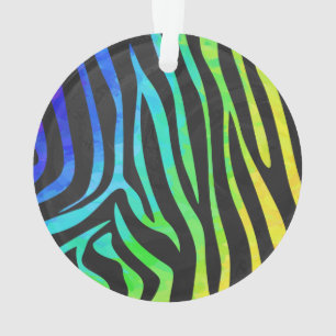Zebra Black und Rainbow Print Ornament