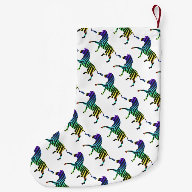 Zebra Black und Rainbow Silhouette Kleiner Weihnachtsstrumpf (Rückseite)